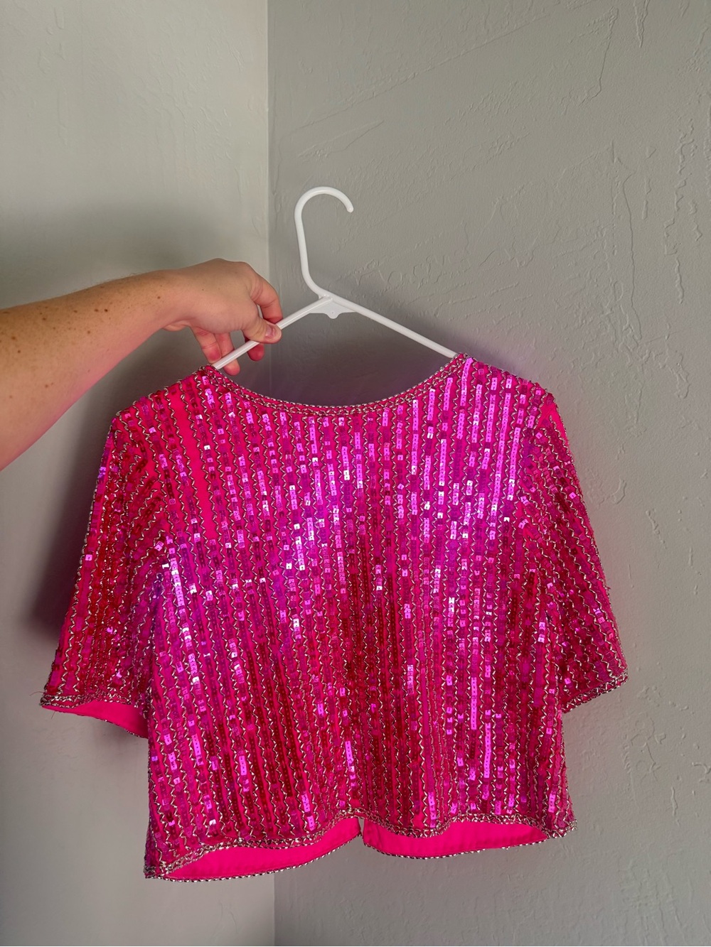 Lace & Beads embellished crop top with open back